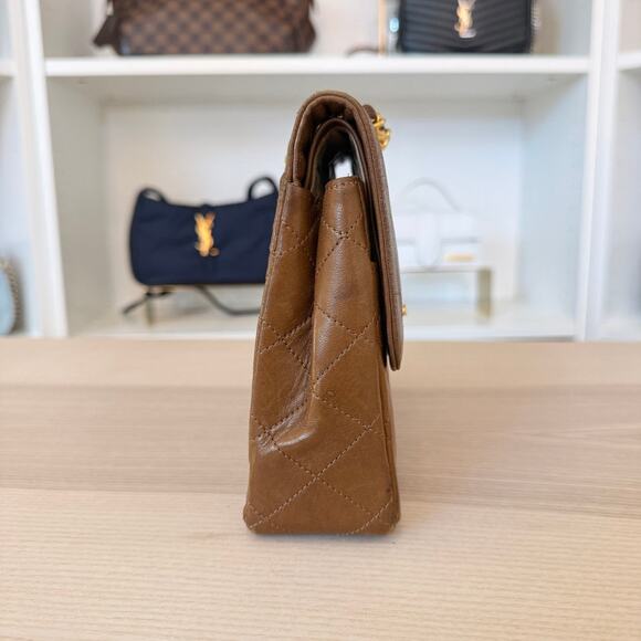 Chanel Lambskin Double Flap Vintage 1988 24K Gold Brown - Picture 4 of 16